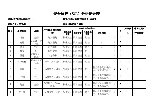 安全检查SCL表