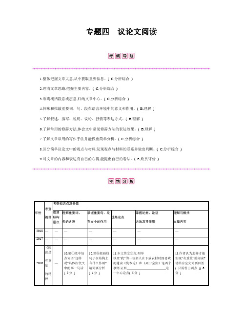 2020人教部编版中考语文总复习 现代文阅读 专题四 议论文阅读