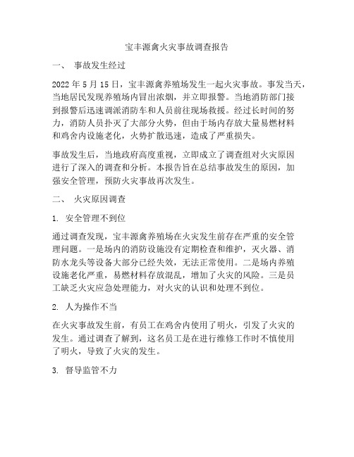 宝丰源禽火灾事故调查报告