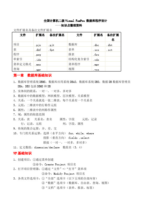 全国计算机二级VFP知识点总结(word文档物超所值)