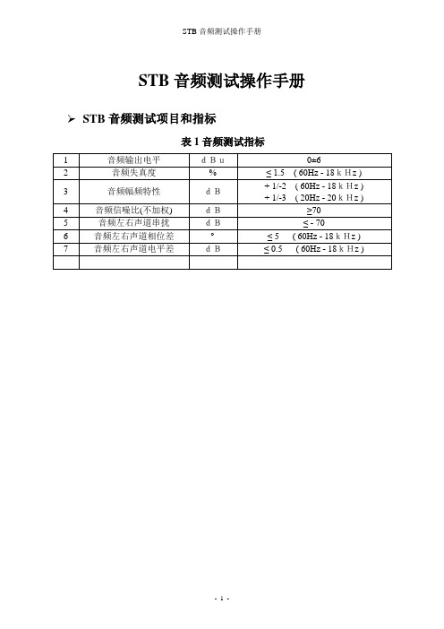 数字机顶盒(STB)音频测试操作手册