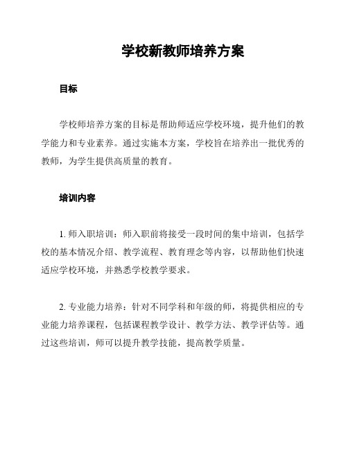 学校新教师培养方案