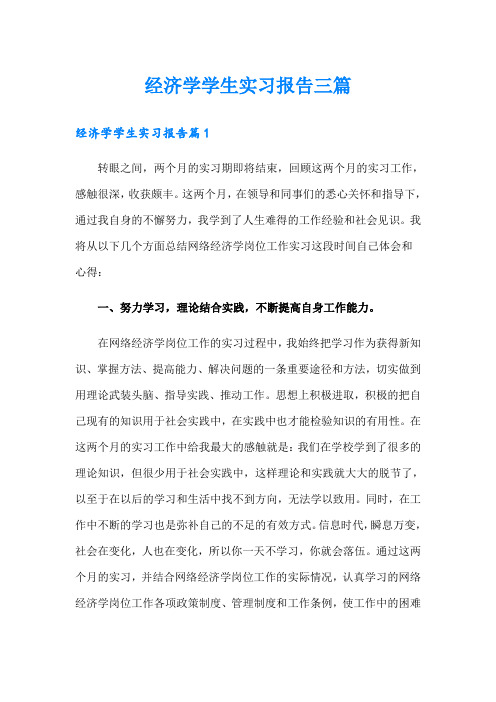 经济学学生实习报告三篇