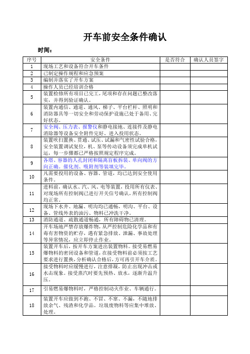 3.开车前安全条件确认