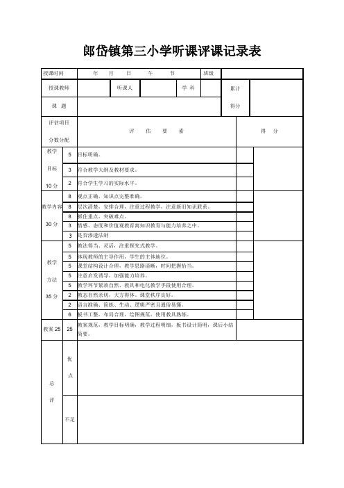 听评课记录表