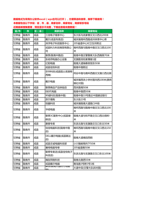 2020新版甘肃省陇南市成县电脑工商企业公司商家名录名单联系电话号码地址大全26家