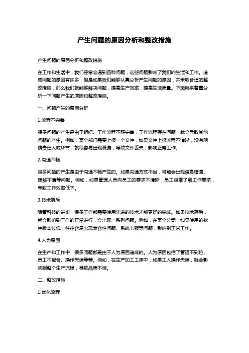 产生问题的原因分析和整改措施