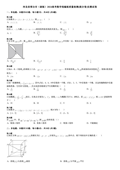 河北省邢台市(新版)2024高考数学统编版质量检测(提分卷)完整试卷