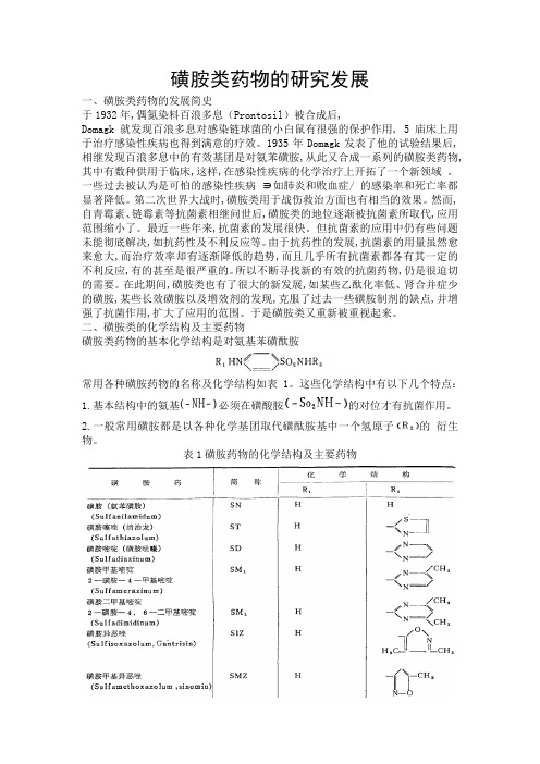 磺胺类药物的研究发展