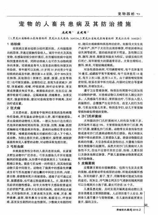 宠物的人畜共患病及其防治措施