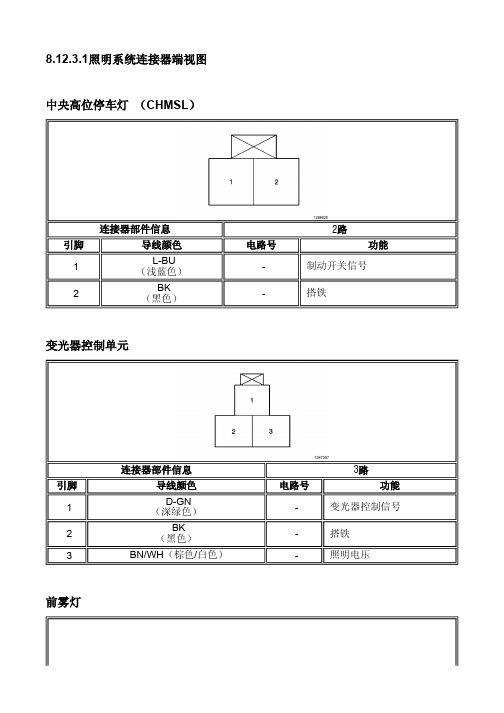 《2012别克凯越维修手册》8.12.3.1照明系统连接器端视图a