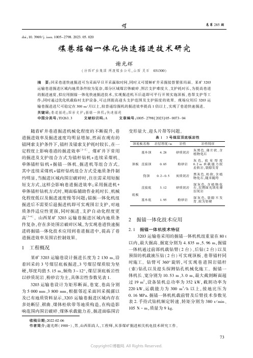 煤巷掘锚一体化快速掘进技术研究