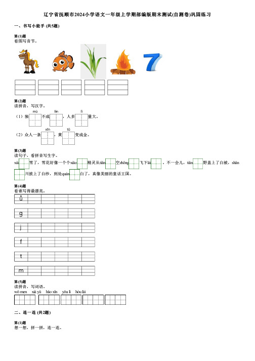 辽宁省抚顺市2024小学语文一年级上学期部编版期末测试(自测卷)巩固练习