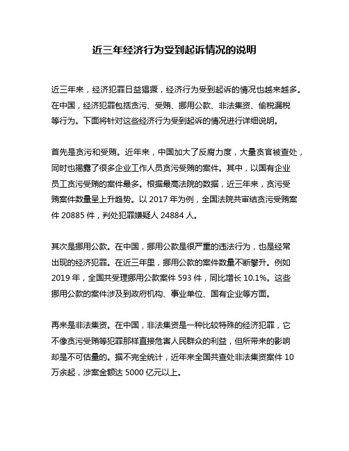 近三年经济行为受到起诉情况的说明