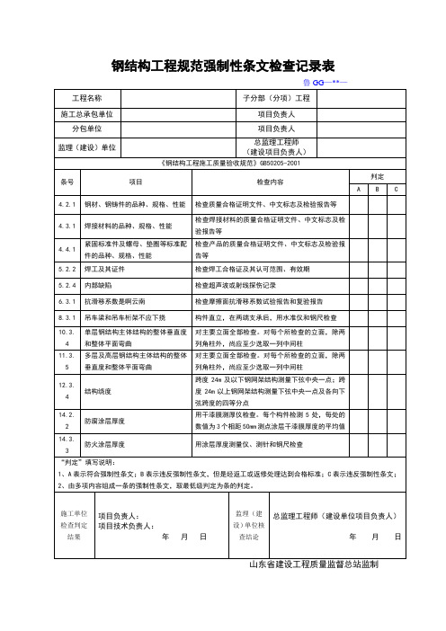 强制性条文(钢结构工程)