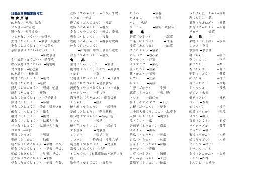 日语生活常用单词