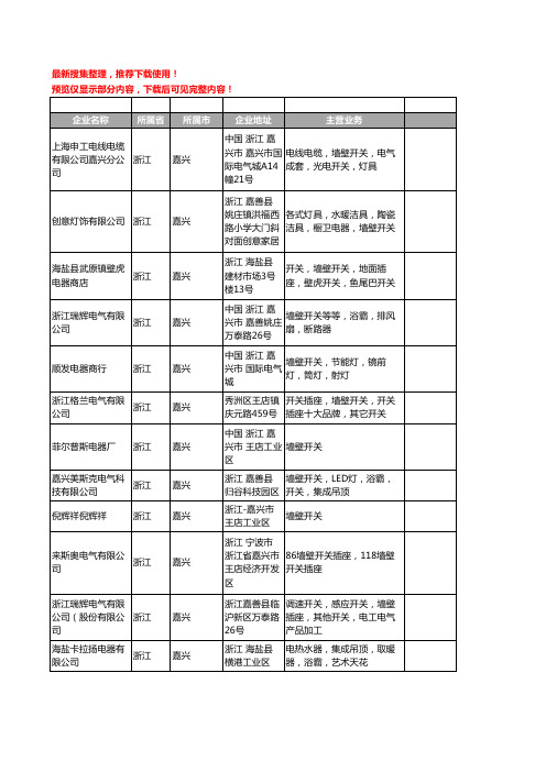 新版浙江省嘉兴墙壁开关工商企业公司商家名录名单联系方式大全14家