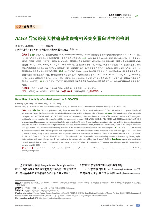 ALG3异常的先天性糖基化疾病相关突变蛋白活性的检测