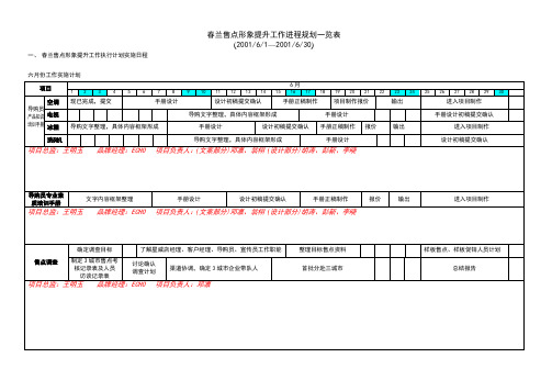 春兰售点进程规划6月