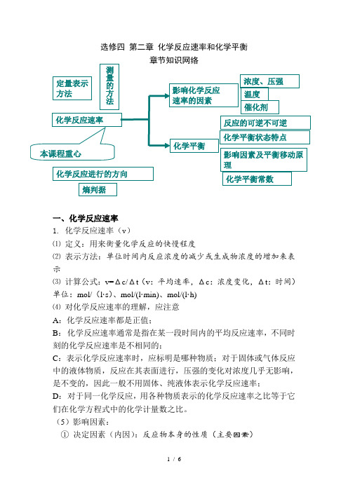 选修四-第二章-化学反应速率和化学平衡笔记