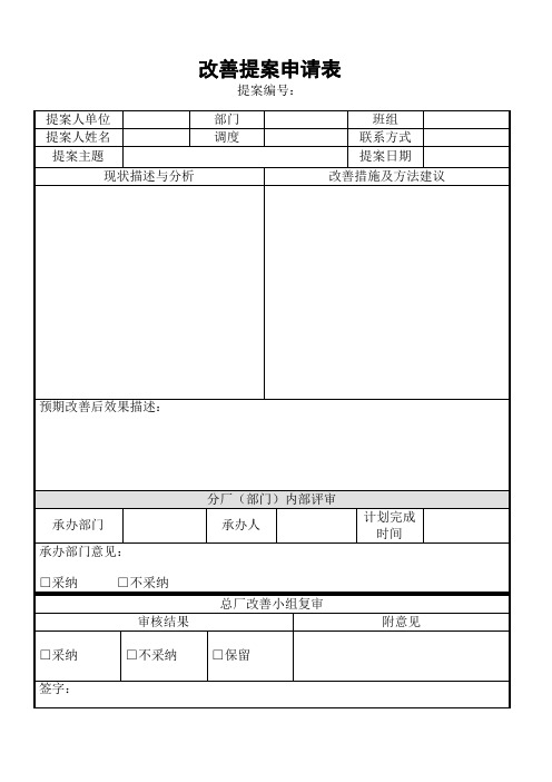 提案改善表格