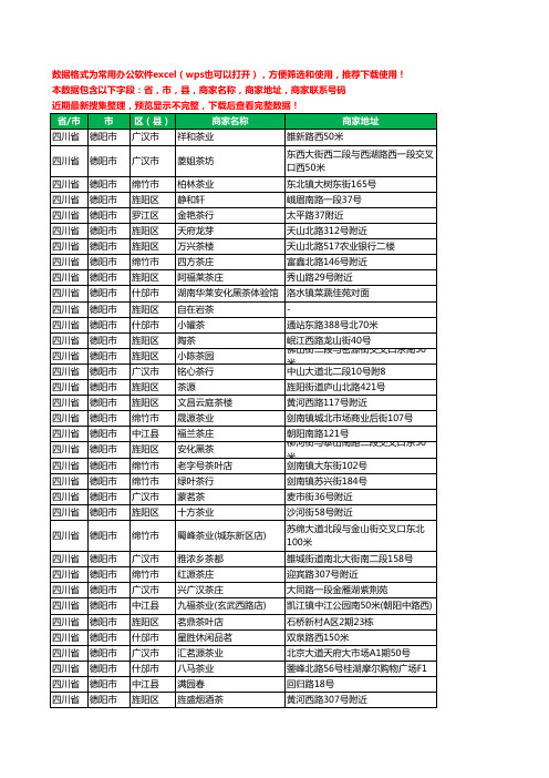 新版四川省德阳市茶具工商企业公司名录名单大全527家