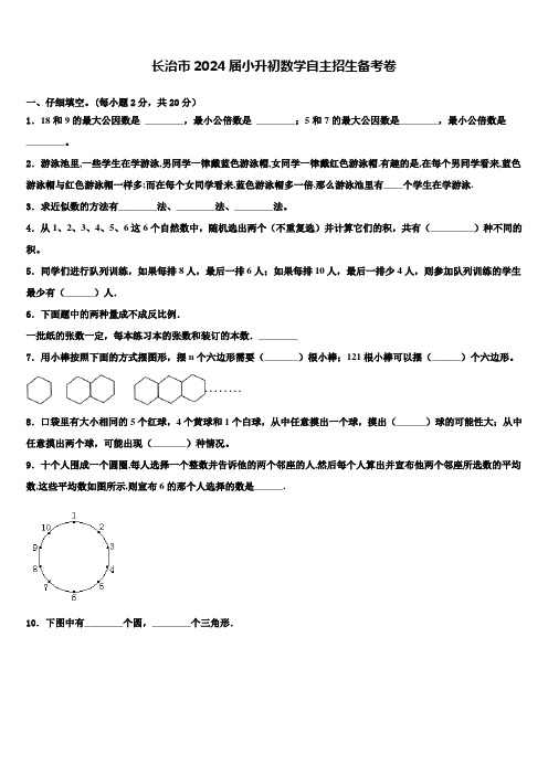 长治市2024届小升初数学自主招生备考卷含解析