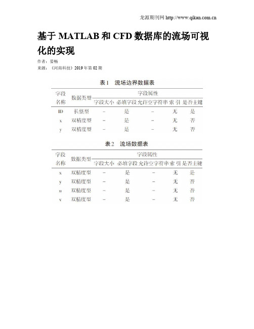 基于MATLAB和CFD数据库的流场可视化的实现