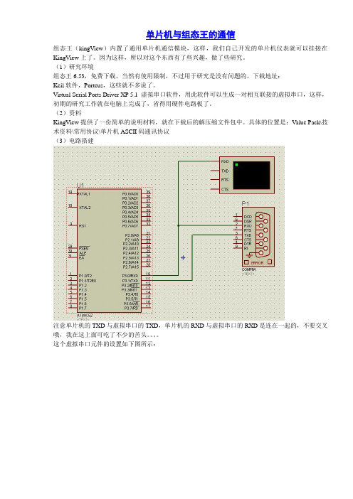 单片机与组态王的通信实例