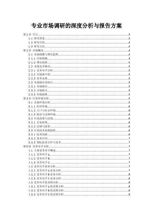 专业市场调研的深度分析与报告方案