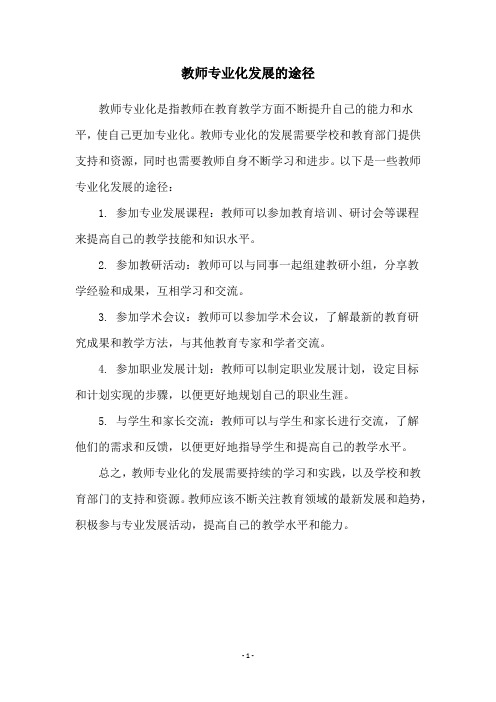 教师专业化发展的途径