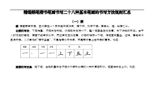 精编钢笔楷书笔画书写二十八种基本笔画的书写方法规则汇总