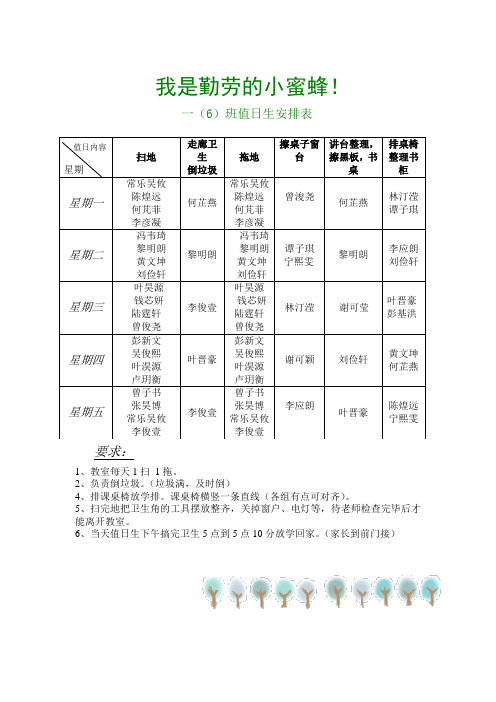 一(6)值日生安排表 (1)