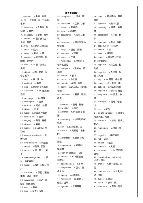 商务英语词汇表