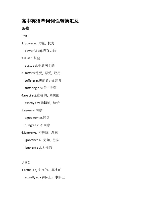 最新高中英语单词词性转换汇总