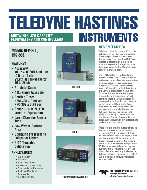 Teledyne Hastings 300 Metaline系列流量计及控制器说明书