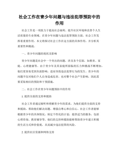 社会工作在青少年问题与违法犯罪预防中的作用