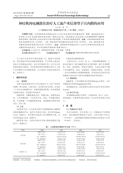 神经肌肉电刺激在治疗人工流产术后薄型子宫内膜的应用