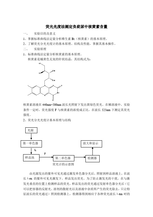 实验五B2-荧光光度法测定负荷尿中核黄素含量