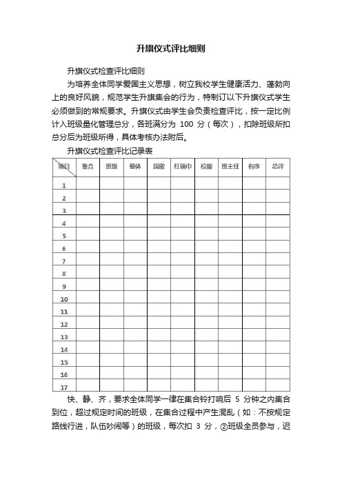 升旗仪式评比细则