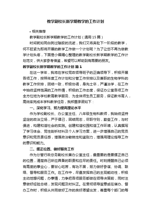 教学副校长新学期教学的工作计划