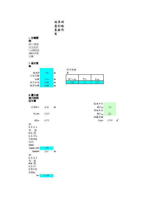 桩基和钢管桩波浪力计算(范本)