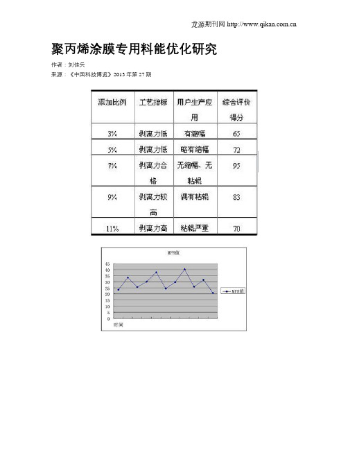 聚丙烯涂膜专用料能优化研究