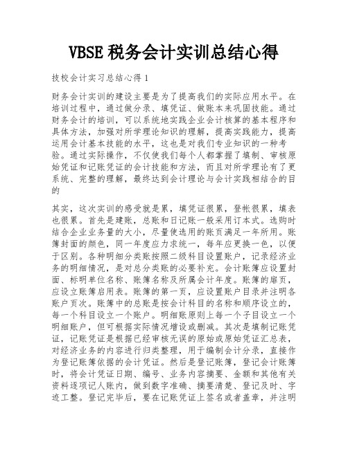 VBSE税务会计实训总结心得