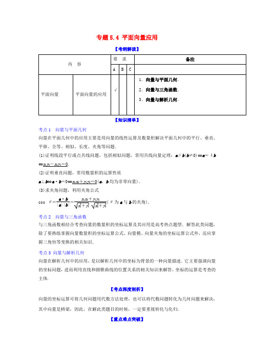 (江苏版)2018年高考数学一轮复习(讲+练+测)： 专题5.4 平面向量应用(讲)