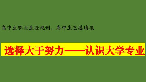 年高中主题班会优质课件 选择大于努力——高考志愿 职业生涯规划之大学