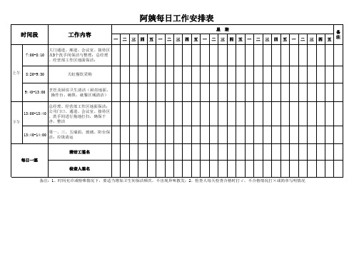 (完整版)保洁每日工作表