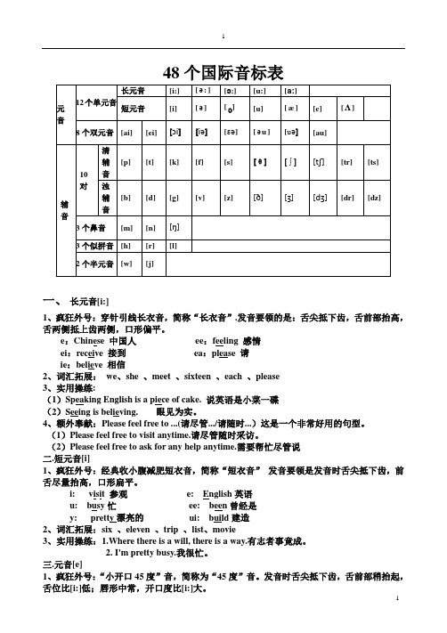 48个国际音标表(打印版)