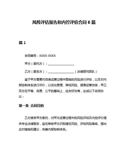 风险评估报告和内控评价合同6篇