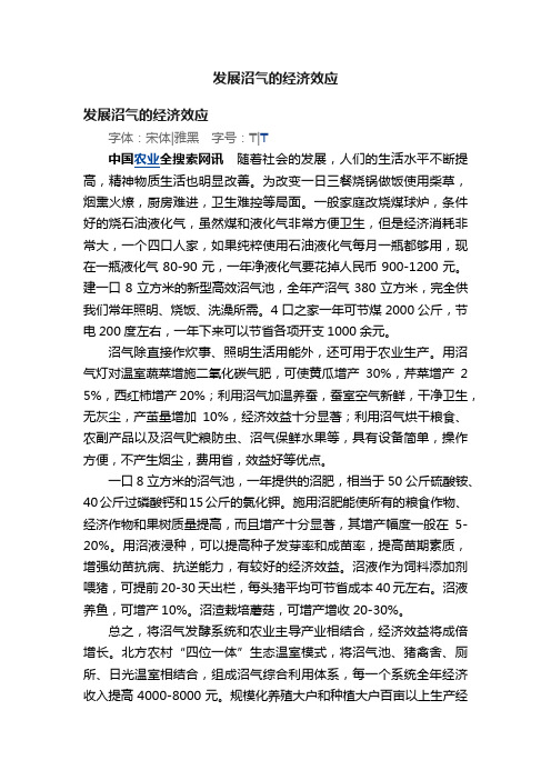 发展沼气的经济效应